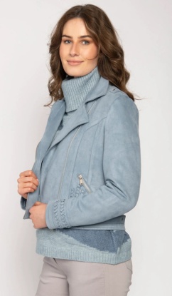 Light blue faux suede biker jacket hotsell